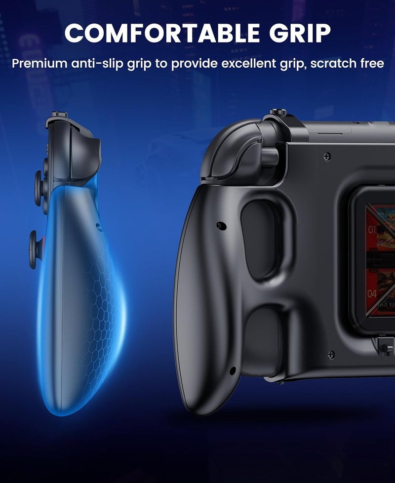 EXTREMECOOL Switch 2 Grip - Ergonomic Hard Shell with 6 Game Slots & Front Cover | Handheld Mode Only | NOT Dockable | Lightweight & Travel-Ready Protective Shell (Black) - Image 4